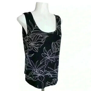 Vintage 90s Chico's Travelers Slinky Sleeveless Top Floral Print Blouse